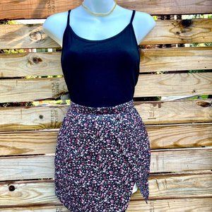 Black Floral Mini Skirt